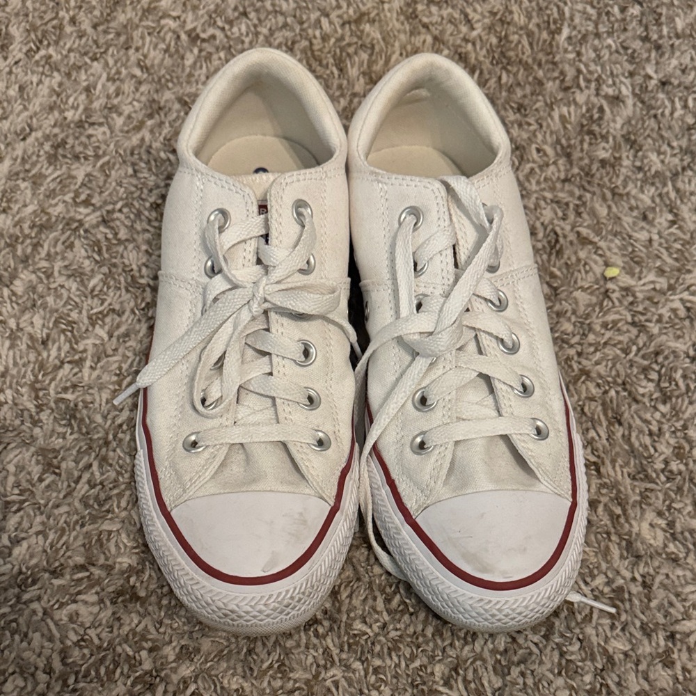 Classic White Sneakers with Red Trim